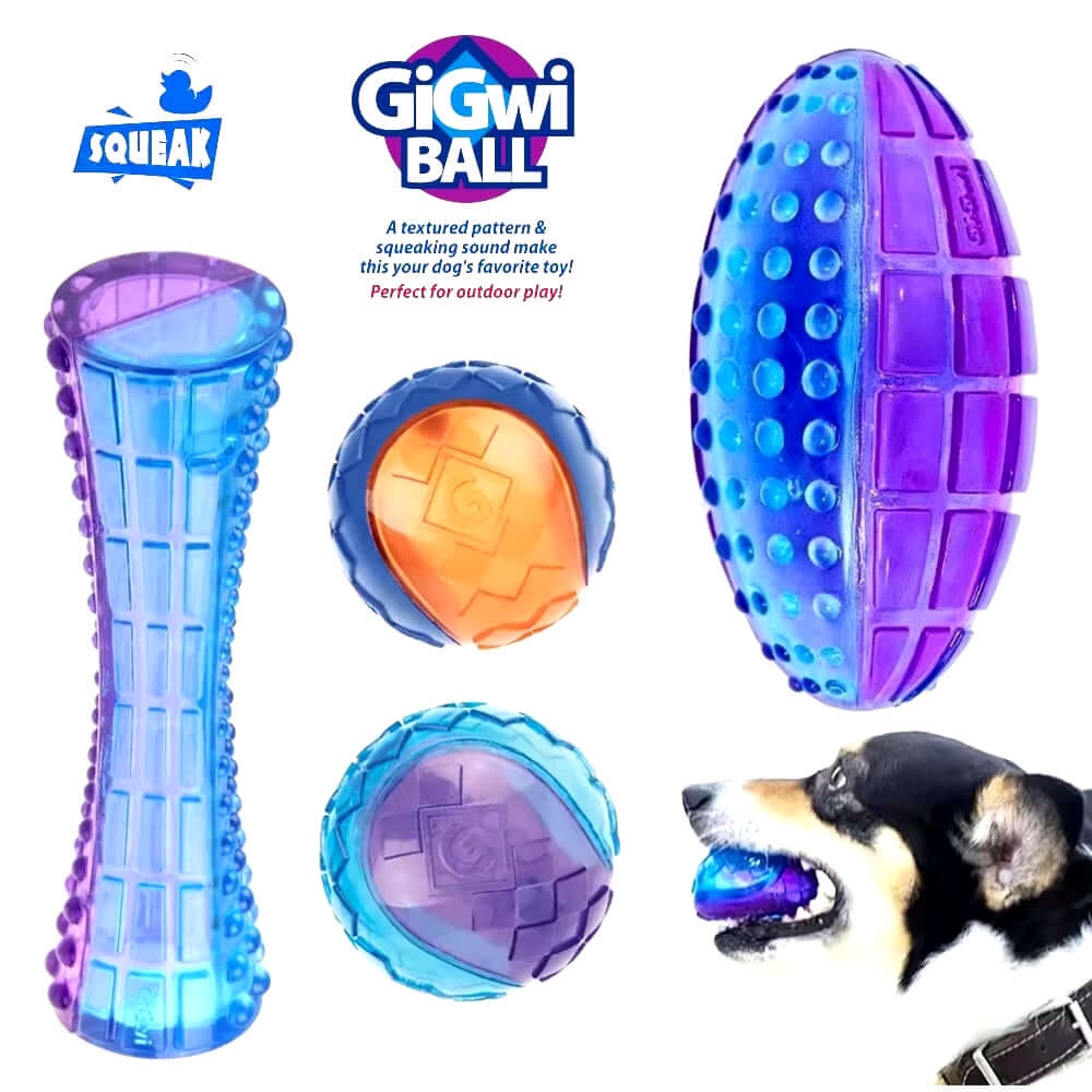 Gigwi Pet Toys Interactive Dog Ball G-Ball Series Squeaky Balls Dog Toys 2.5” for Small/Medium Dogs Bouncy and Assorted Colors