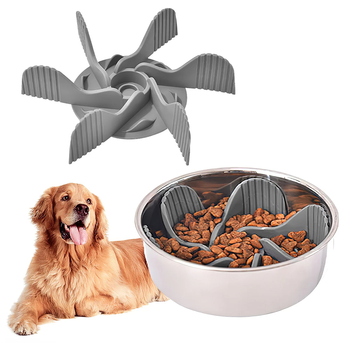 Slow Feeder Silicone Inserted In Dogs Bowl