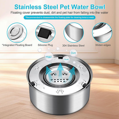 3L Stainless Steel Pet Water Bowl - Furrykittypuppy