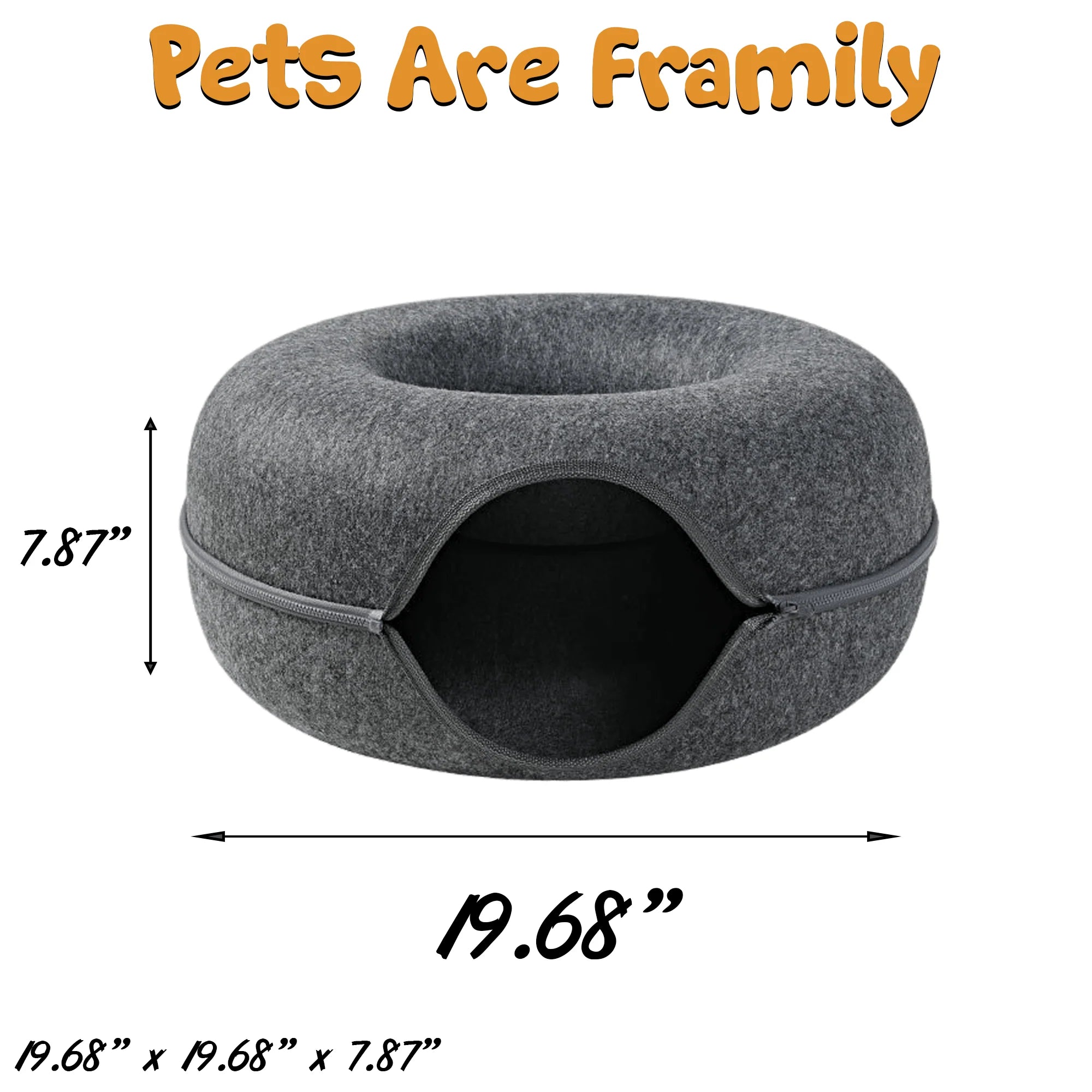 Cat Donut Tunnel, Peekaboo Cat Cave, Cat Tunnel for Large Cats up to 15Lbs | Detachable round Felt &amp; Washable Interior Cat Hideout, Great for Indoor Cats