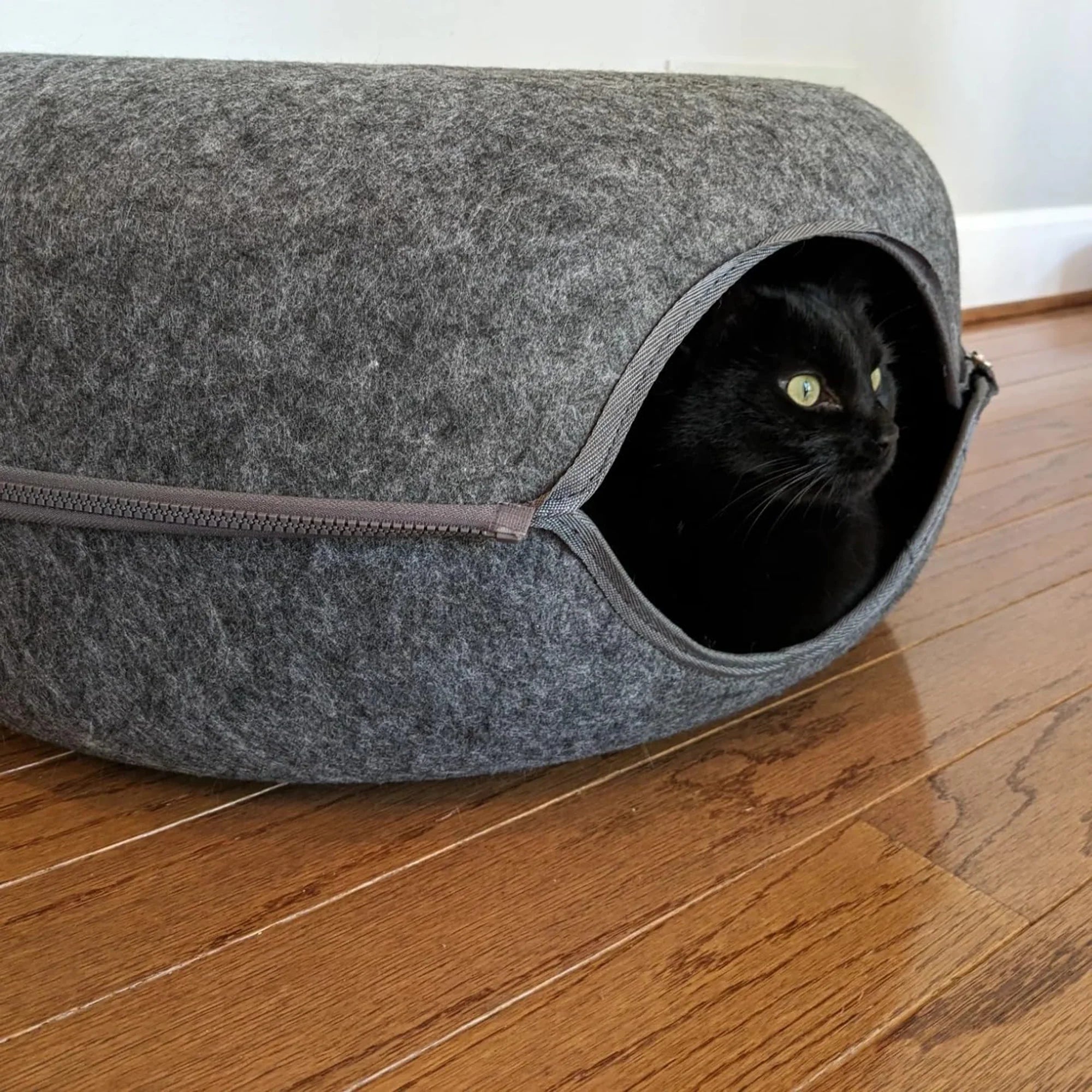 Cat Donut Tunnel, Peekaboo Cat Cave, Cat Tunnel for Large Cats up to 15Lbs | Detachable round Felt &amp; Washable Interior Cat Hideout, Great for Indoor Cats