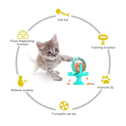 Interactive Treat Leaking Toy for Cat Small Dogs Slow Feeder Dispenser Puppy Funny Rotatable Wheel Improve IQ Kitten Accessories