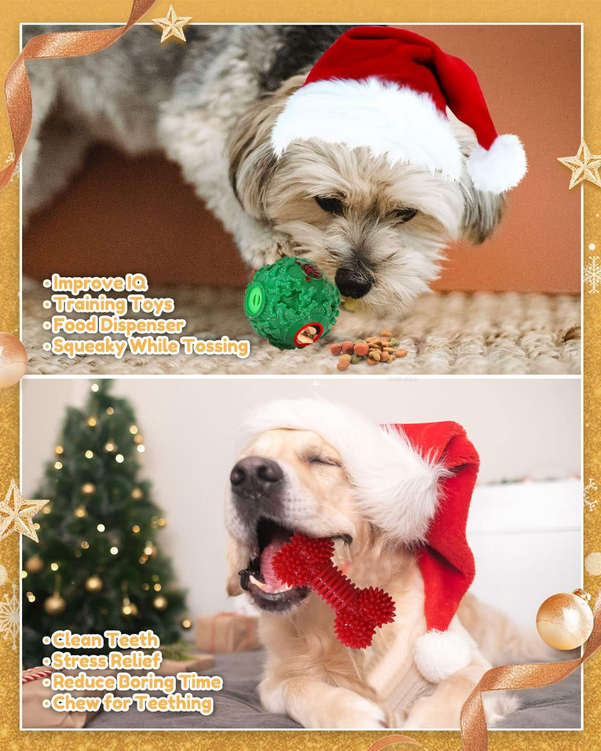 Christmas Dog Toys with Dog Christmas Stocking, Adorable Dog Gifts for Puppy Small Medium Dog