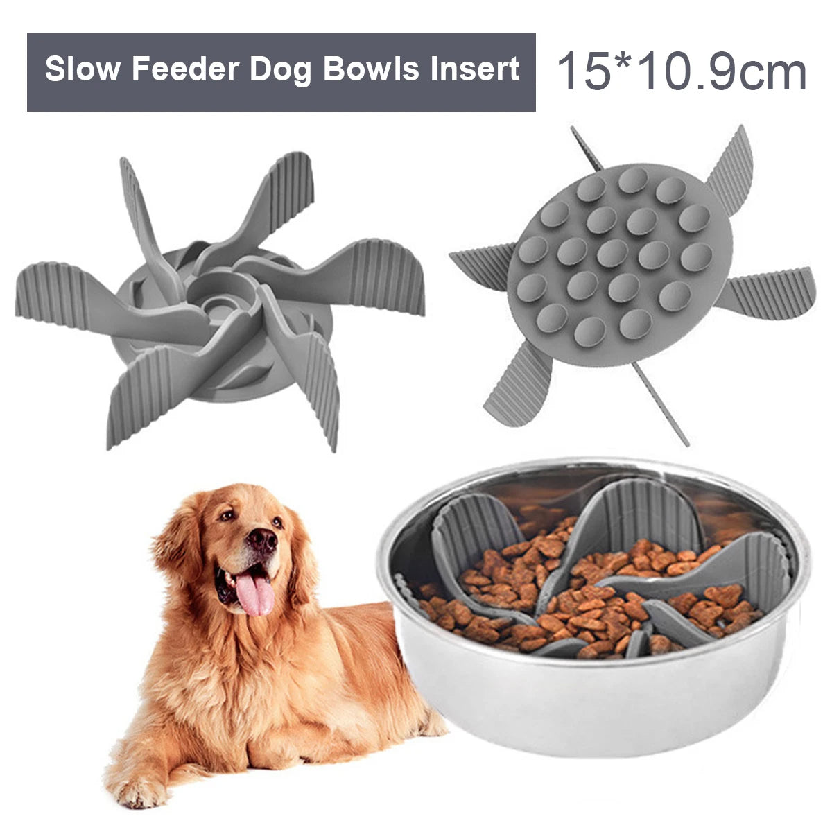 Slow Feeder Silicone Inserted In Dogs Bowl