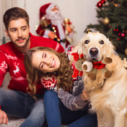 3 Stück Weihnachts-Hundespielzeug, Gummi-Hundespielzeug, Gefülltes Hundespielzeug, Lustiges Quietschendes Interaktives Hundespielzeug Mit Knisterpapier Für Welpen, Mittelgroße Haustiere, Hunde