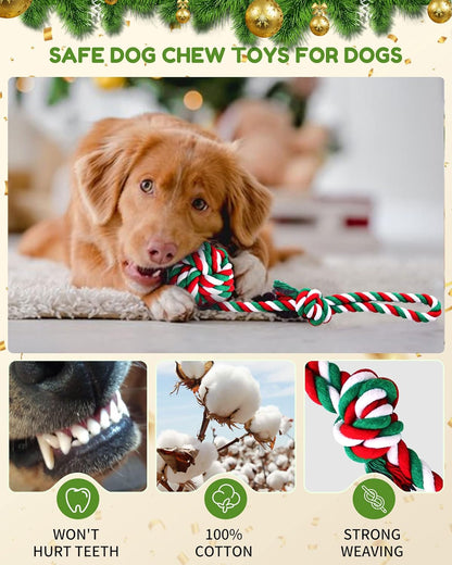 Christmas Dog Toys, 6 Pack Dog Rope Toys and Dog Plush Toys/Dog Gifts for Puppy Small Medium Dogs