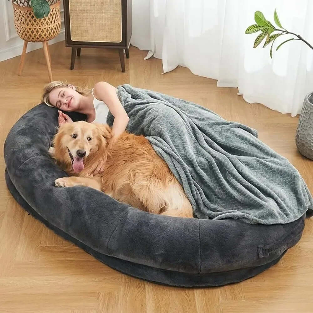 Human Sized Dog Bed for People Adults, Giant Dog Bed for Humans Nap Bed Dark Grey, Black 72&quot;X48&quot;X10&quot;