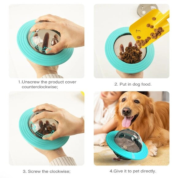 Flying Saucer Dog Slow Food Feeder Toy - Furrykittypuppy