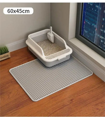 Waterproof Double-Layer Cat Litter Mat – 90x60cm Nonslip &amp; Washable