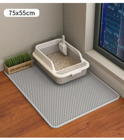 Waterproof Double-Layer Cat Litter Mat – 90x60cm Nonslip &amp; Washable