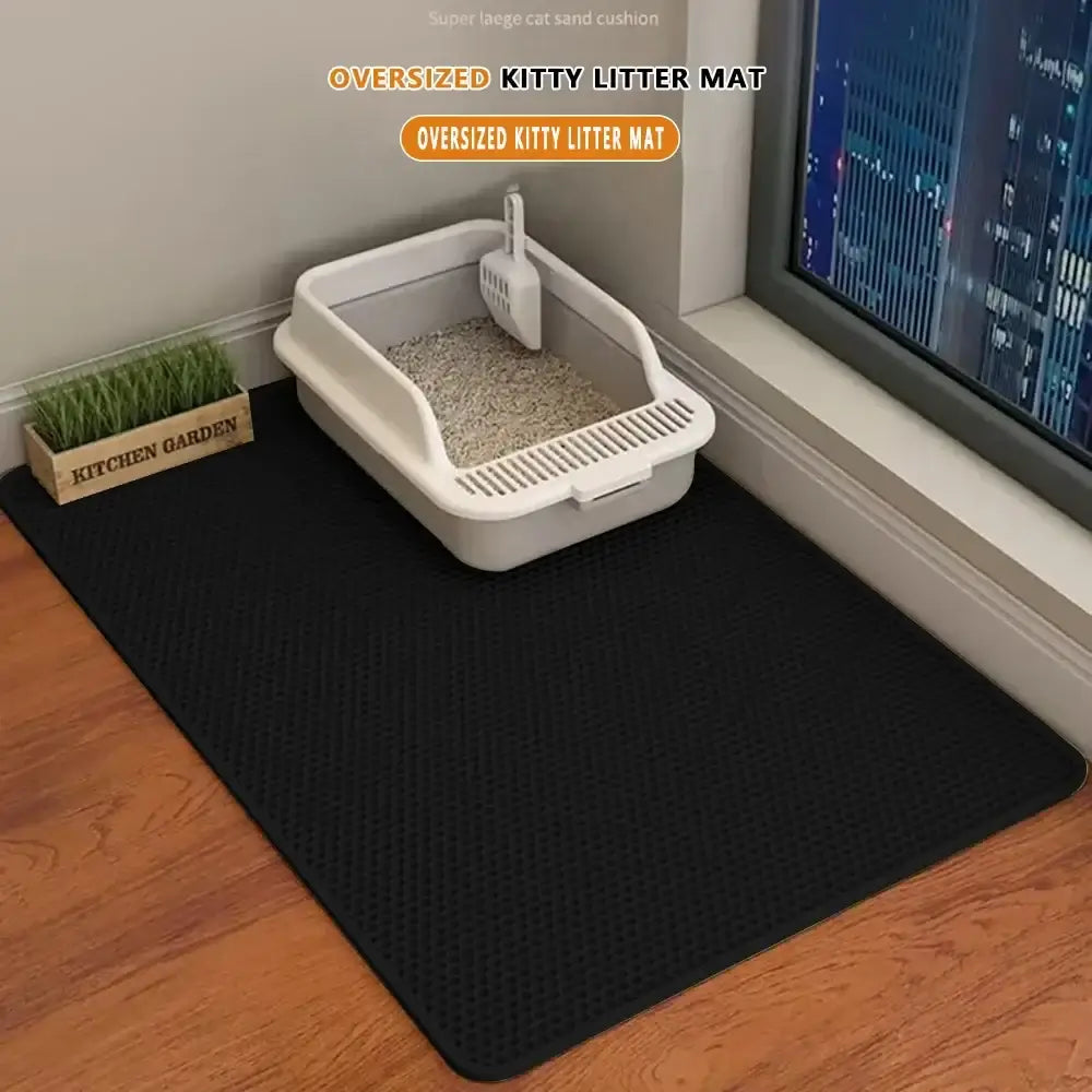 Waterproof Double-Layer Cat Litter Mat – 90x60cm Nonslip &amp; Washable