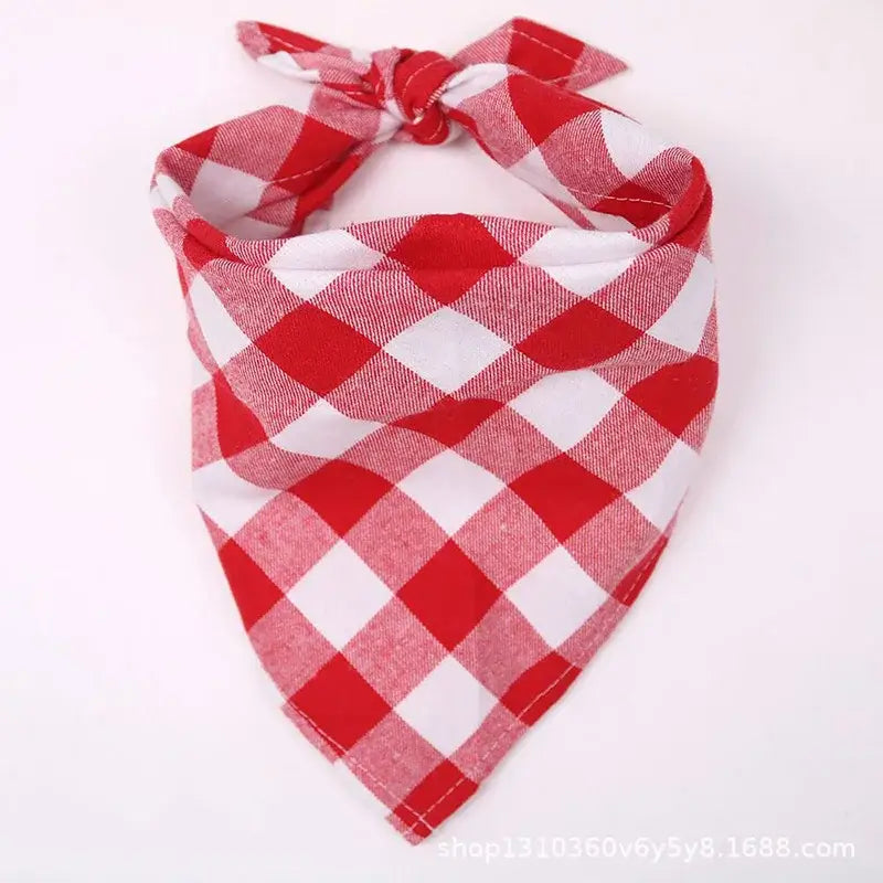 Timeless Charm: Classic Red &amp; Black Plaid Pet Bandana