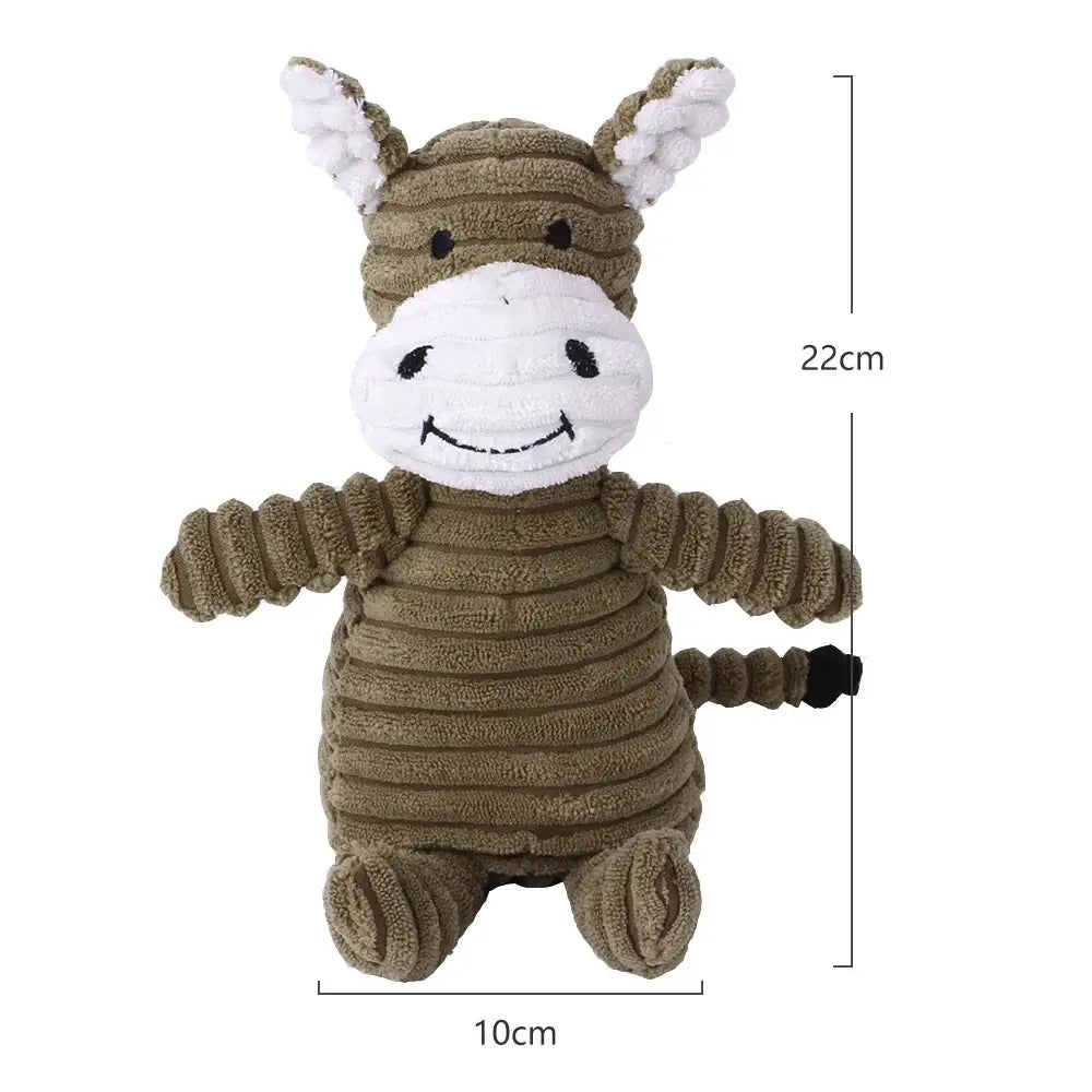 Corduroy Plush Animal Dog Toys – Durable, Squeaky Fun for All Sizes!