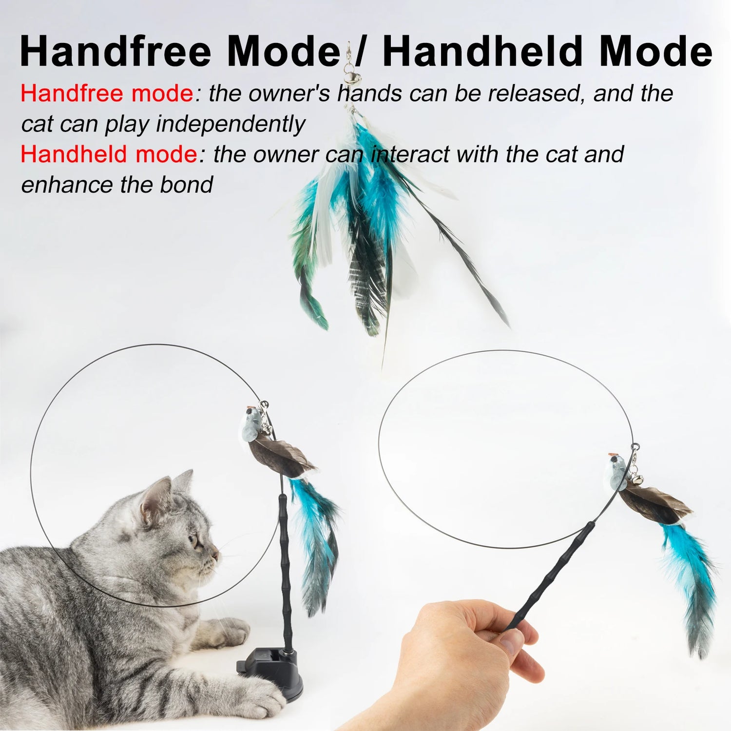 Hands-Free Feather Cat Wand - Furrykittypuppy