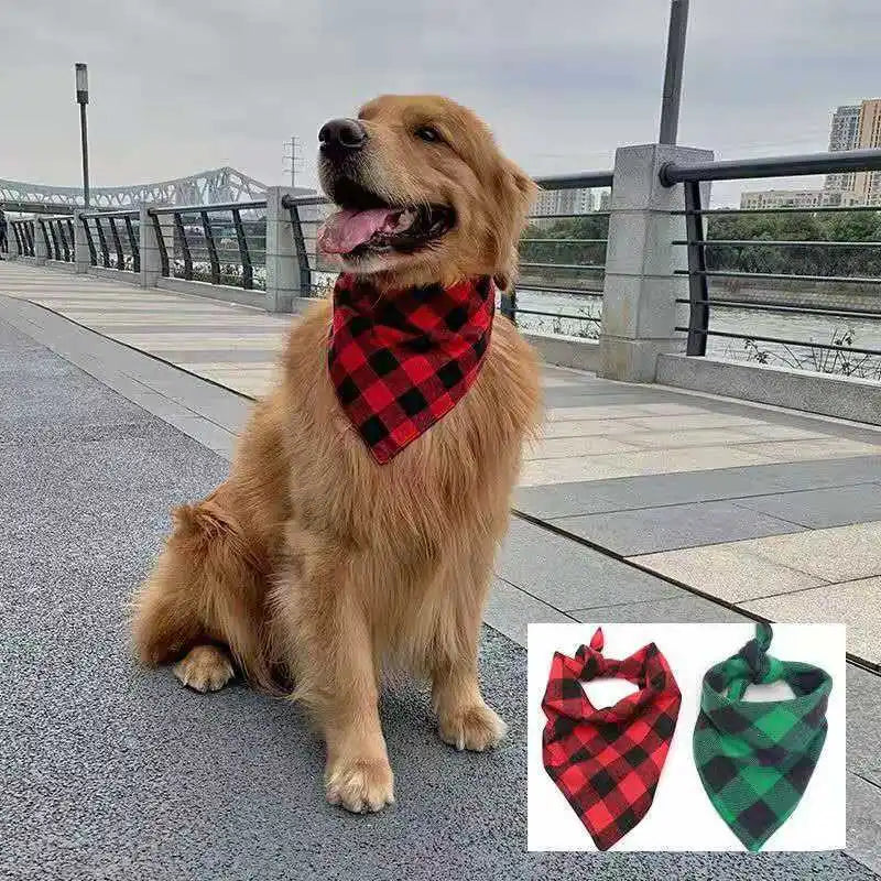 Timeless Charm: Classic Red &amp; Black Plaid Pet Bandana