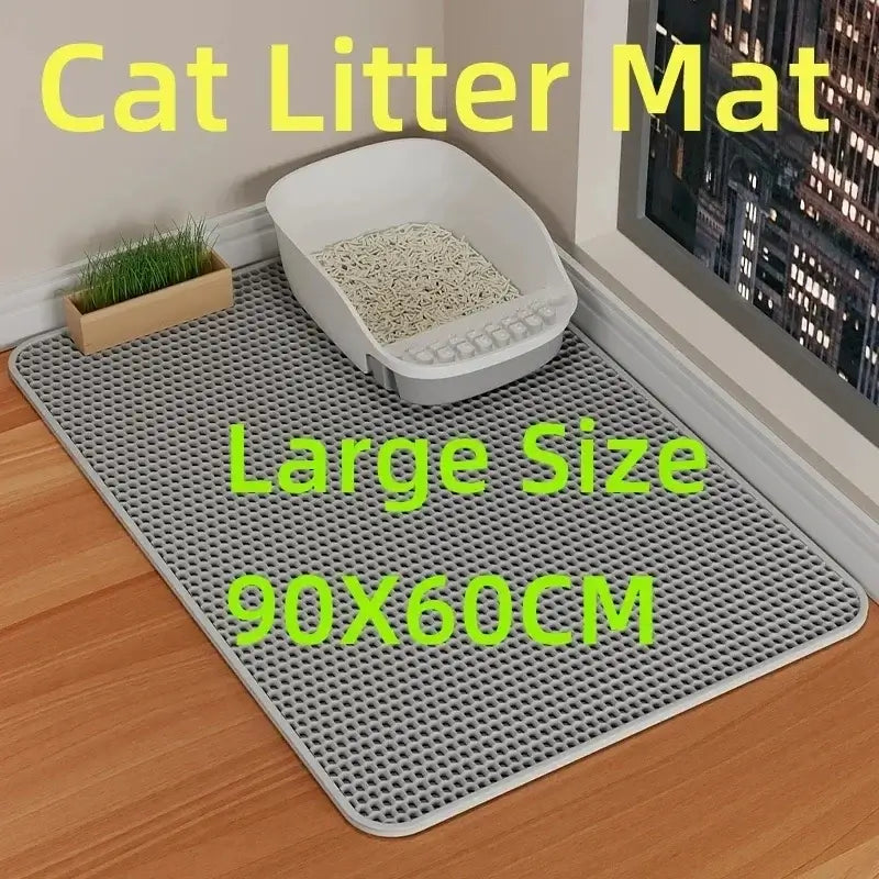 Waterproof Double-Layer Cat Litter Mat – 90x60cm Nonslip &amp; Washable