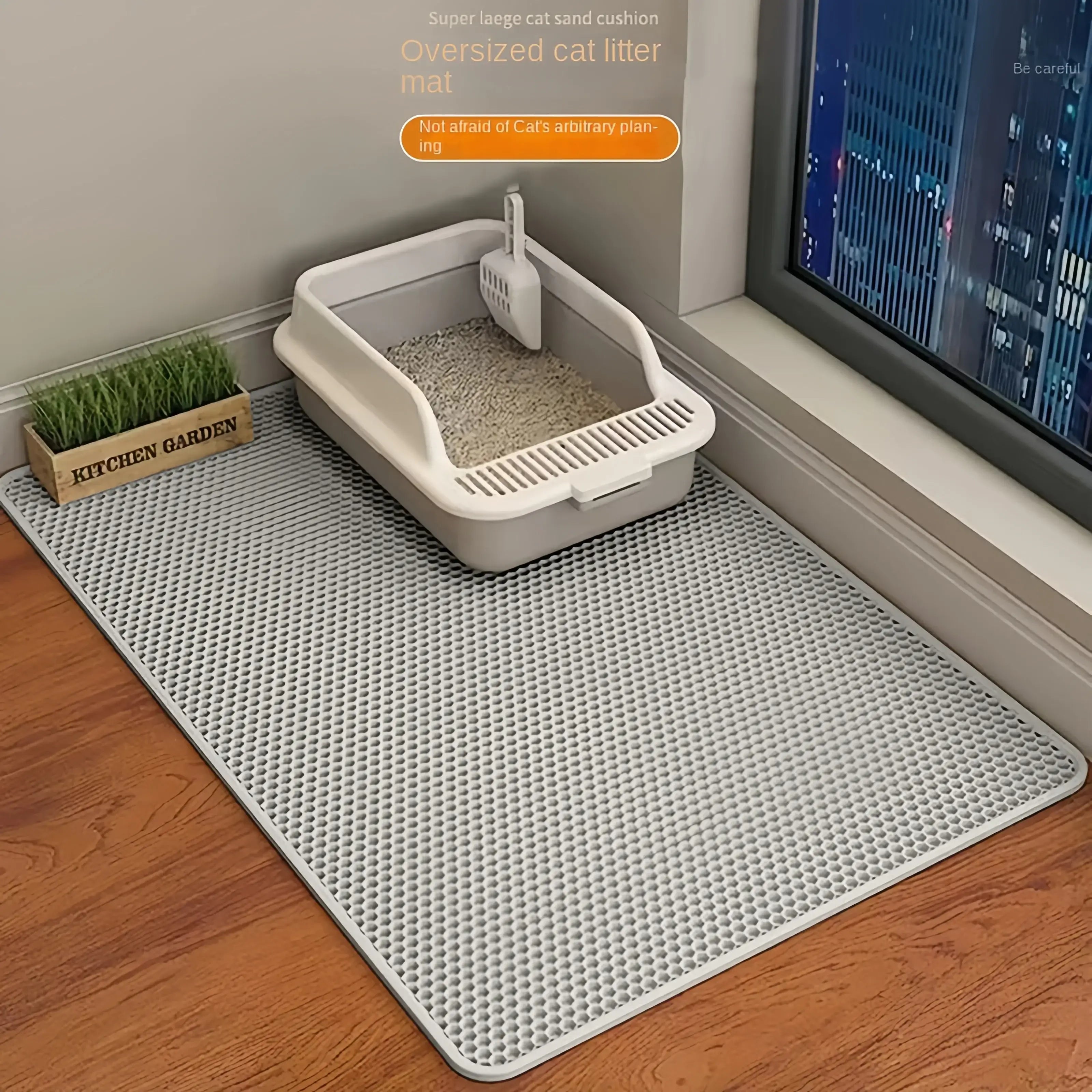 Waterproof Double-Layer Cat Litter Mat – 90x60cm Nonslip &amp; Washable