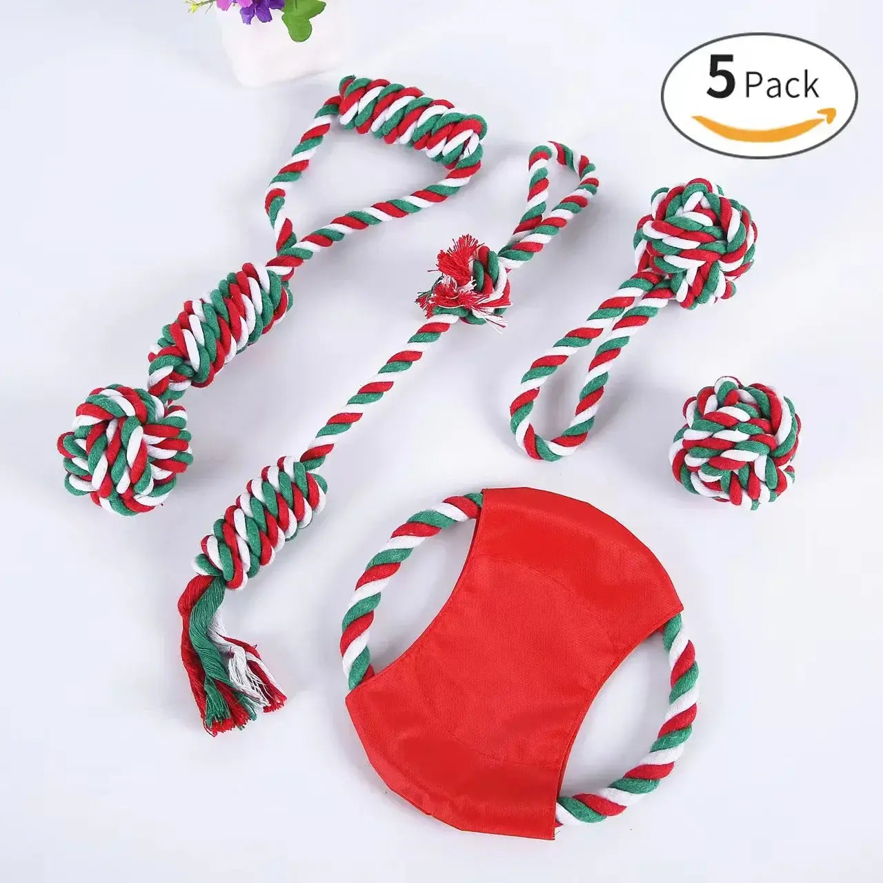 Holiday Fun for Furry Friends: Christmas Rope Toy Set