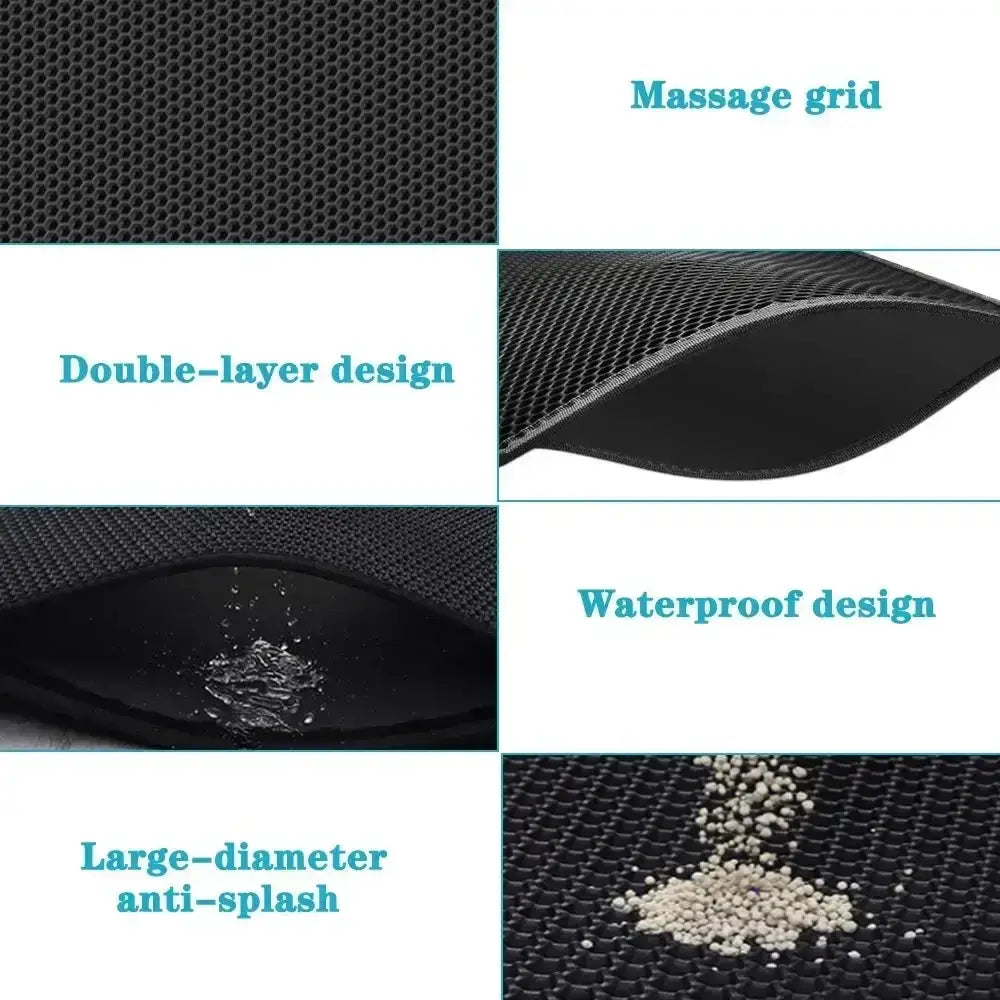 Waterproof Double-Layer Cat Litter Mat – 90x60cm Nonslip &amp; Washable