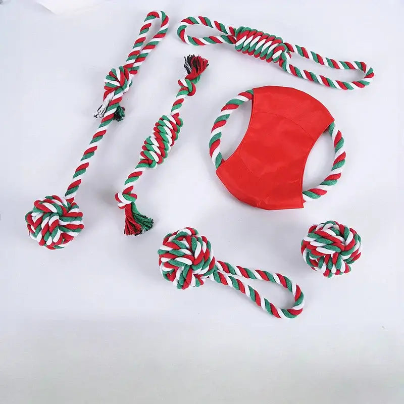 Holiday Fun for Furry Friends: Christmas Rope Toy Set