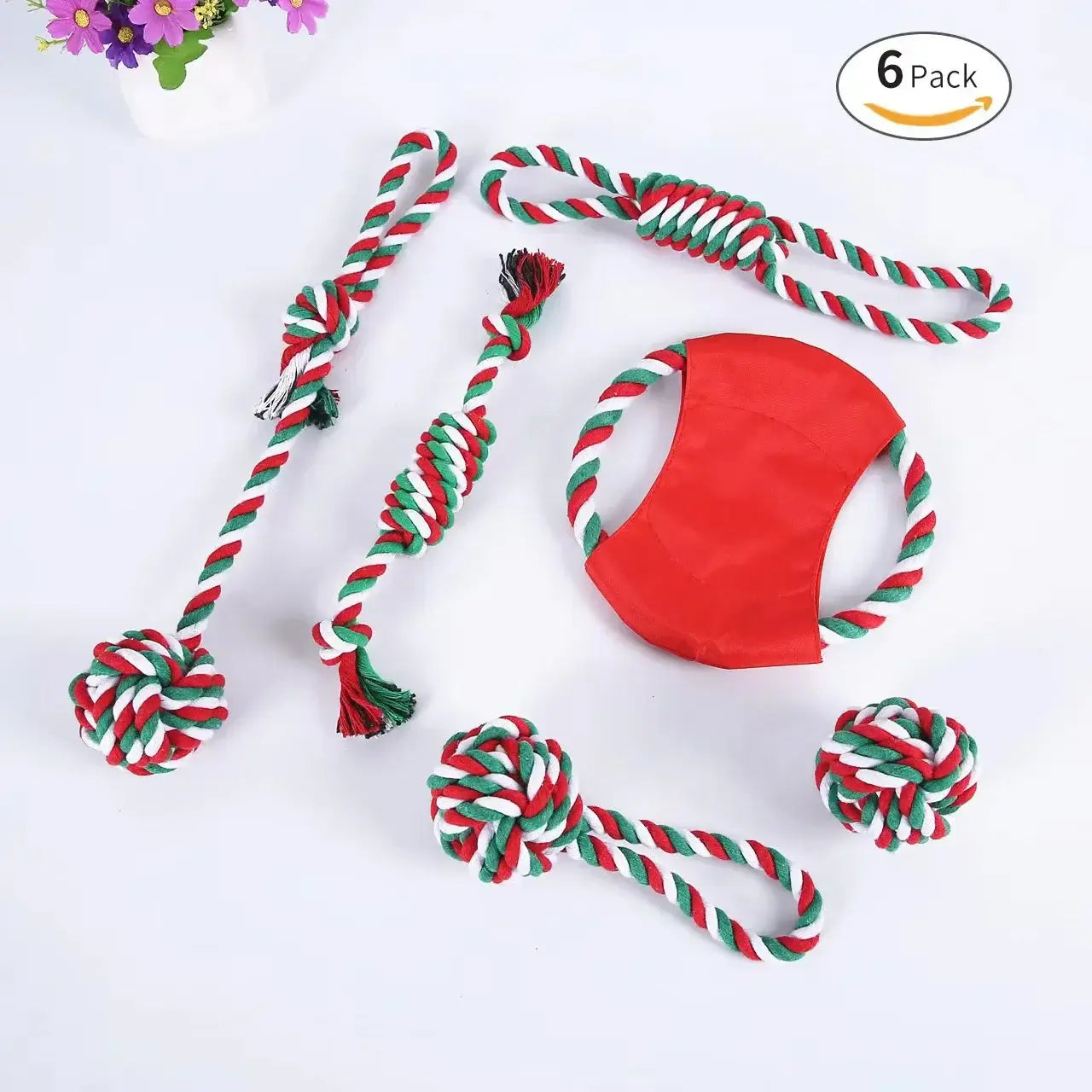 Holiday Fun for Furry Friends: Christmas Rope Toy Set