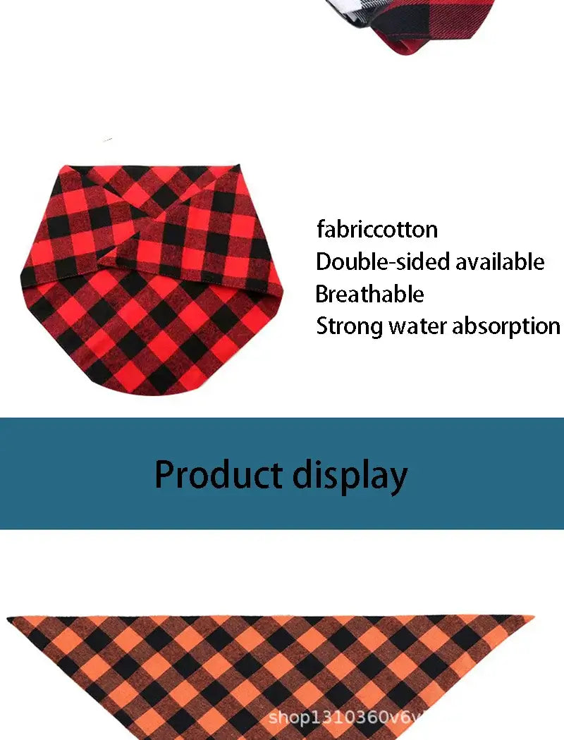 Timeless Charm: Classic Red &amp; Black Plaid Pet Bandana