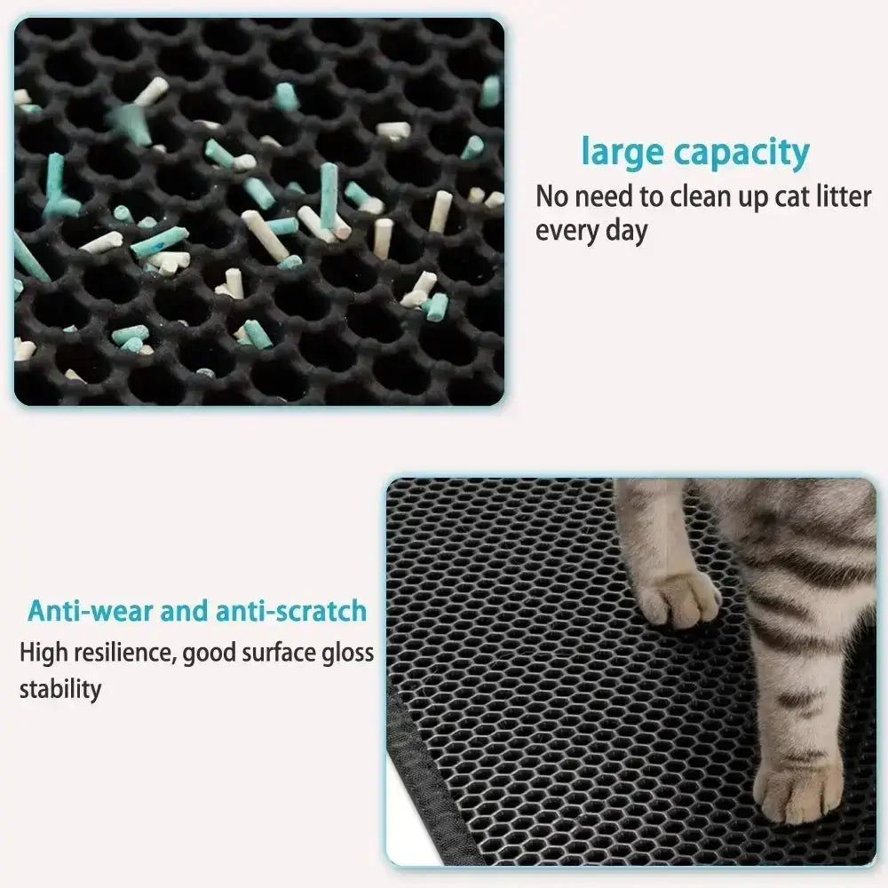 Waterproof Double-Layer Cat Litter Mat – 90x60cm Nonslip &amp; Washable