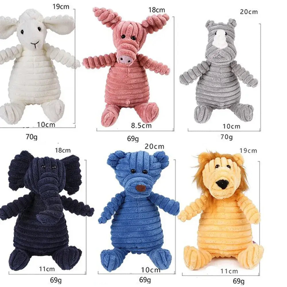 Corduroy Plush Animal Dog Toys – Durable, Squeaky Fun for All Sizes!