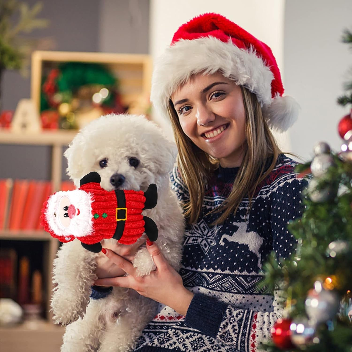 Hund Weihnachten Spielzeug,2Pcs Weihnachten Hundespielzeug Quietschend,Interaktive Hundespielzeug Kleine Hunde Unzerstörbar Weihnachten Intelligenz Weihnachten Geschenke,Für Hund Geschenk Weihnachten