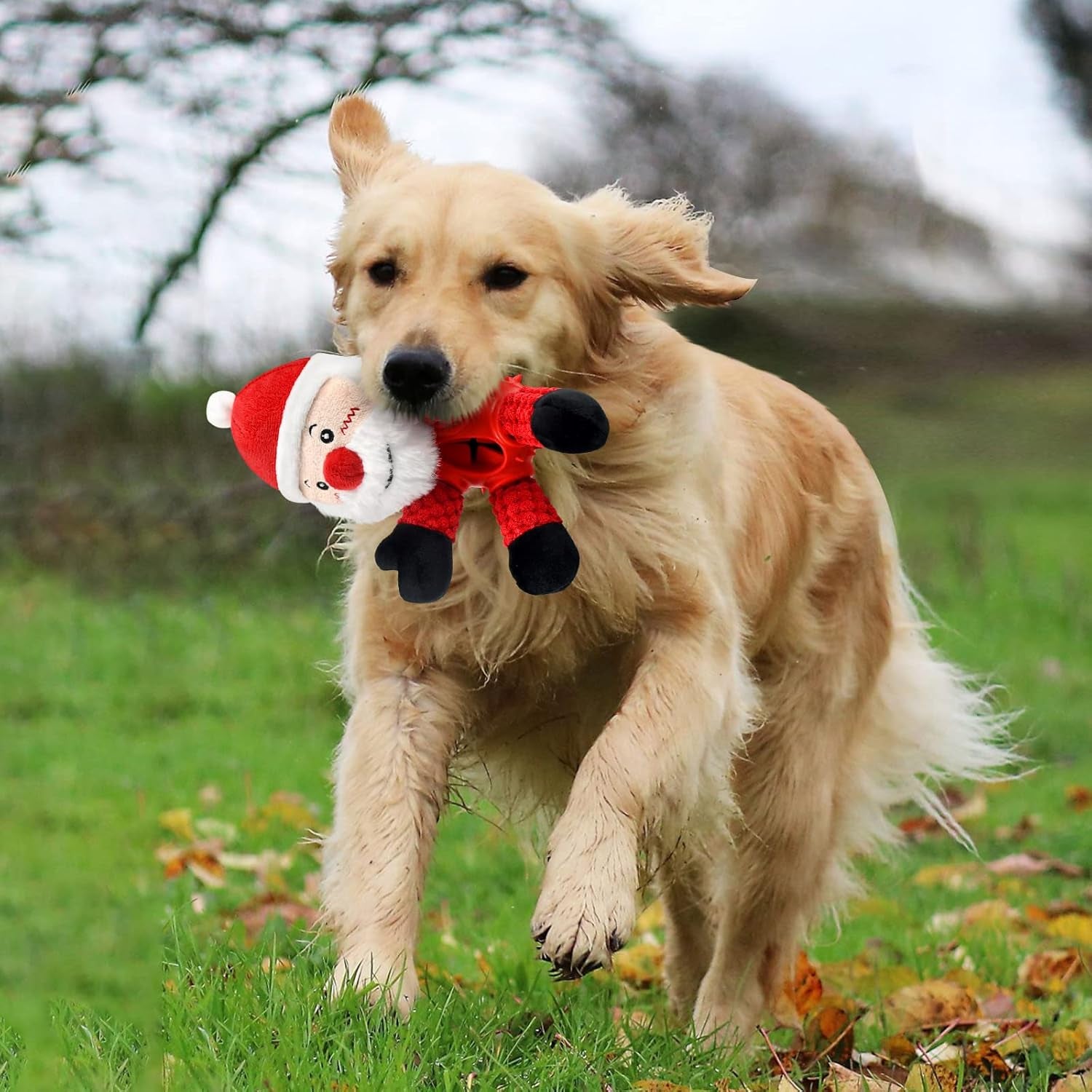 3 Stück Weihnachts-Hundespielzeug, Gummi-Hundespielzeug, Gefülltes Hundespielzeug, Lustiges Quietschendes Interaktives Hundespielzeug Mit Knisterpapier Für Welpen, Mittelgroße Haustiere, Hunde