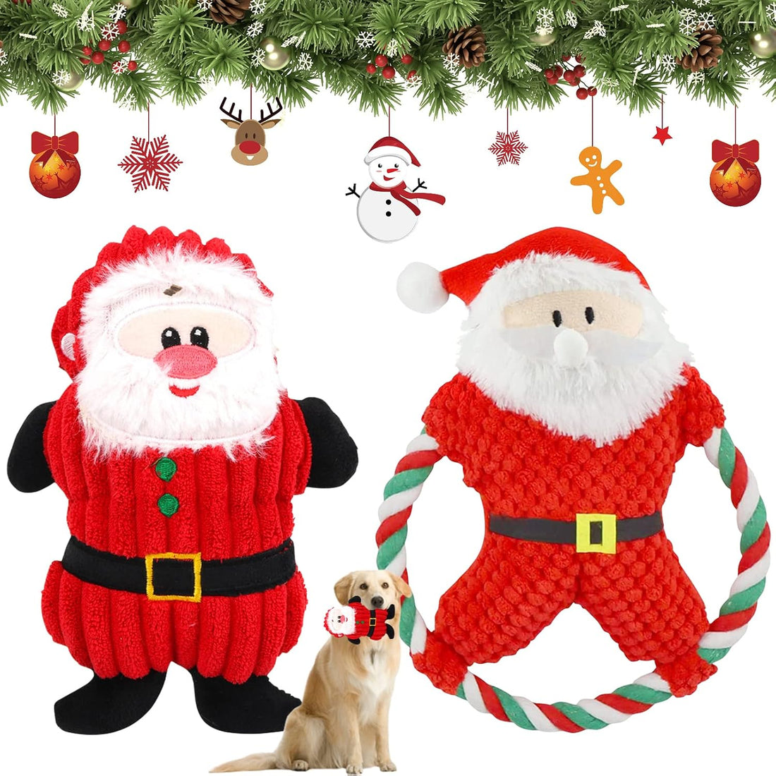 Hund Weihnachten Spielzeug,2Pcs Weihnachten Hundespielzeug Quietschend,Interaktive Hundespielzeug Kleine Hunde Unzerstörbar Weihnachten Intelligenz Weihnachten Geschenke,Für Hund Geschenk Weihnachten