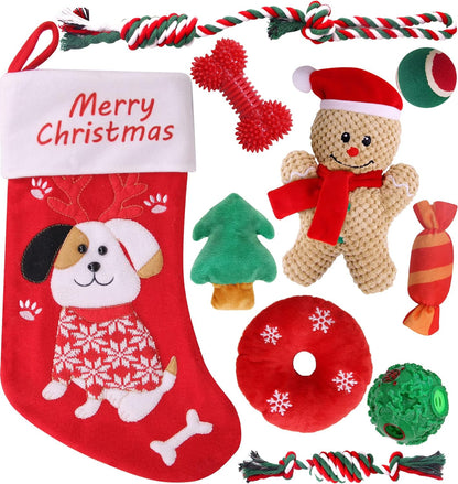 Christmas Dog Toys with Dog Christmas Stocking, Adorable Dog Gifts for Puppy Small Medium Dog