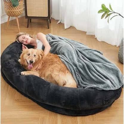 Human Sized Dog Bed for People Adults, Giant Dog Bed for Humans Nap Bed Dark Grey, Black 72&quot;X48&quot;X10&quot;